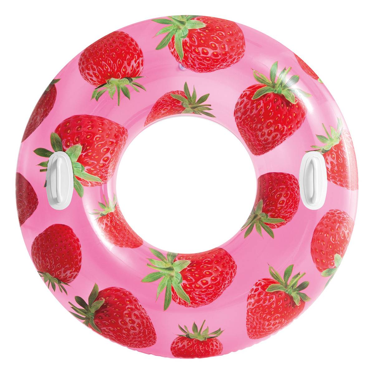 Bouée Tube Intex Motif Fruit - Fraise/Ananas/Pastèque Aléatoire - Ø107cm - 80kg Max - Vinyle 0.25mm - Enfants 9+ Ans