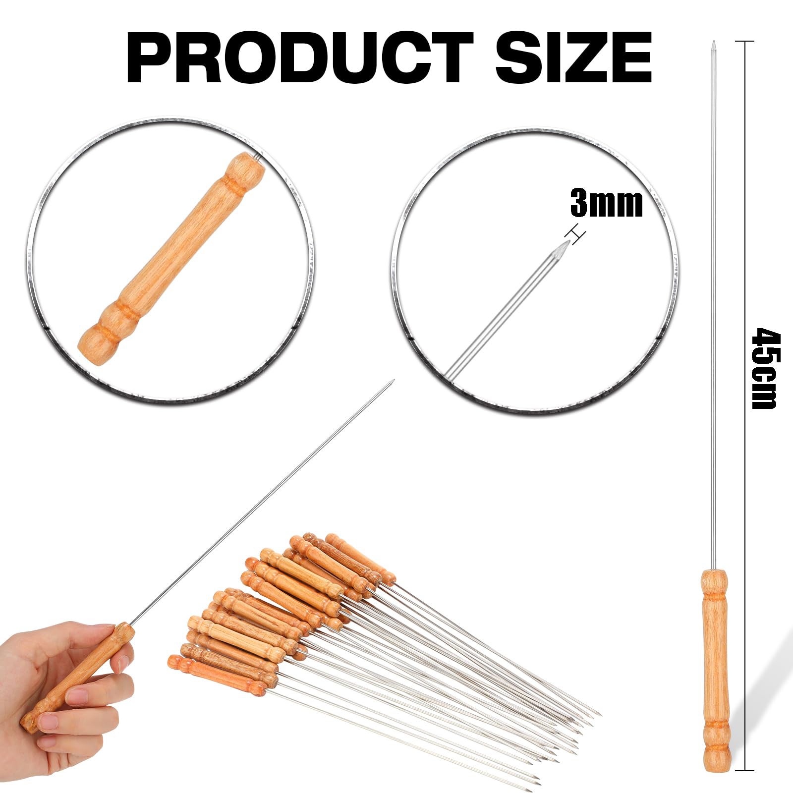 10 pezzi di spiedini per barbecue in acciaio inossidabile, riutilizzabili, per barbecue, kebab, bastoncini di ferro, strumenti da campeggio per picnic - 6
