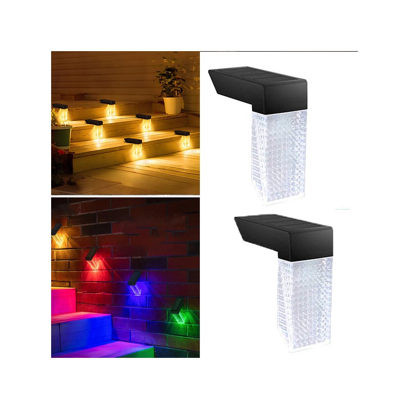 2 wodoodporne lampy z czujnikiem do klatek schodowych zasilane energią słoneczną - ciepłe światło + kolorowe światło