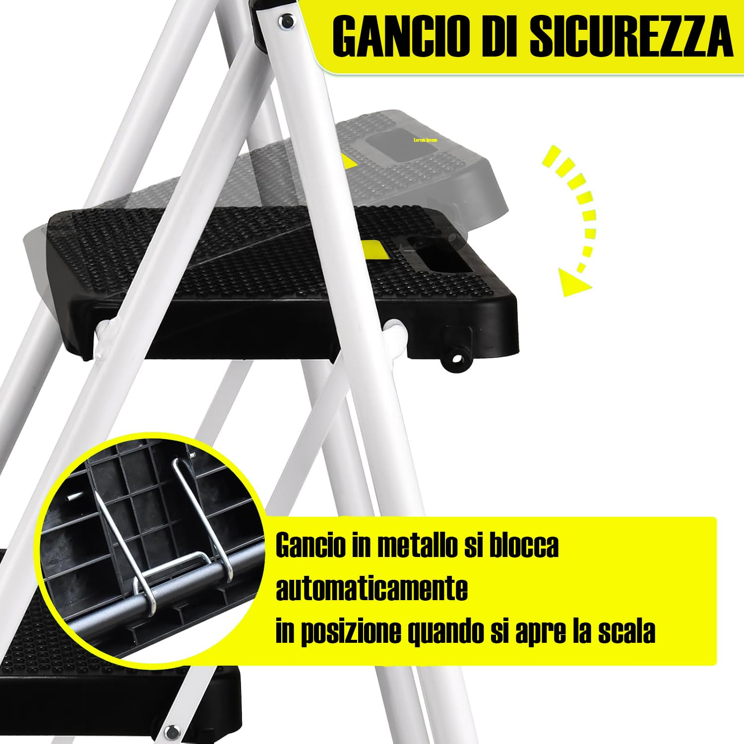 Tabouret échelle pliant peu encombrant WHITE MAX avec marches antidérapantes et poignée en caoutchouc souple pour plus de sécurité 4 marches - 4