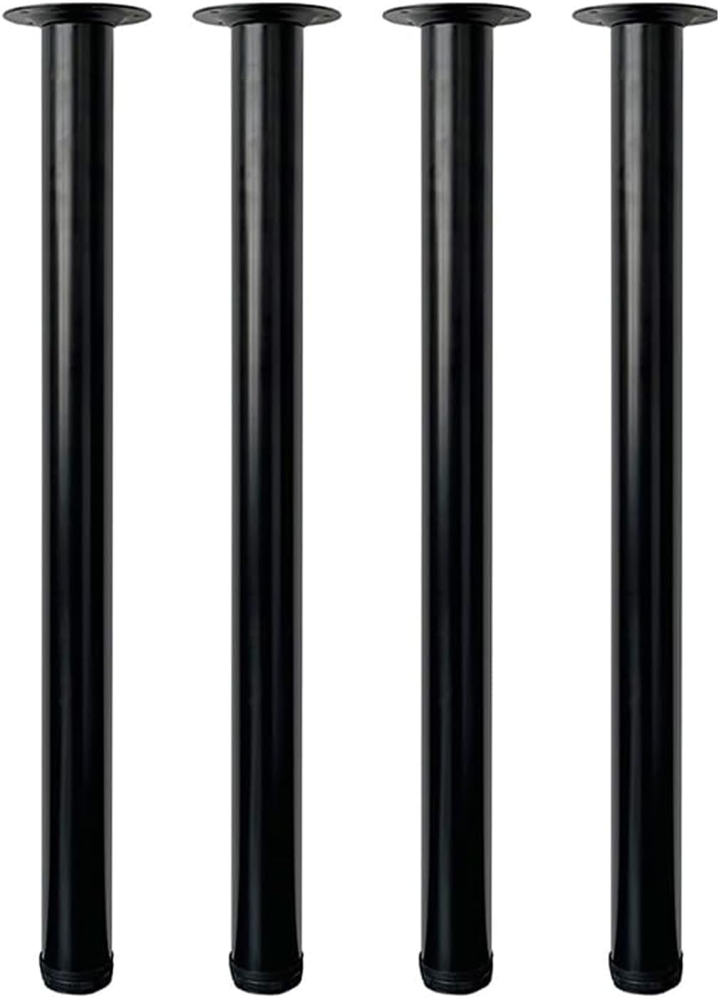 Picioare de masă reglabile 75cm, Set de 4 picioare de mobilier din metal negru Ø50mm, Suport din oțel pentru masă, birou ăți 4buc