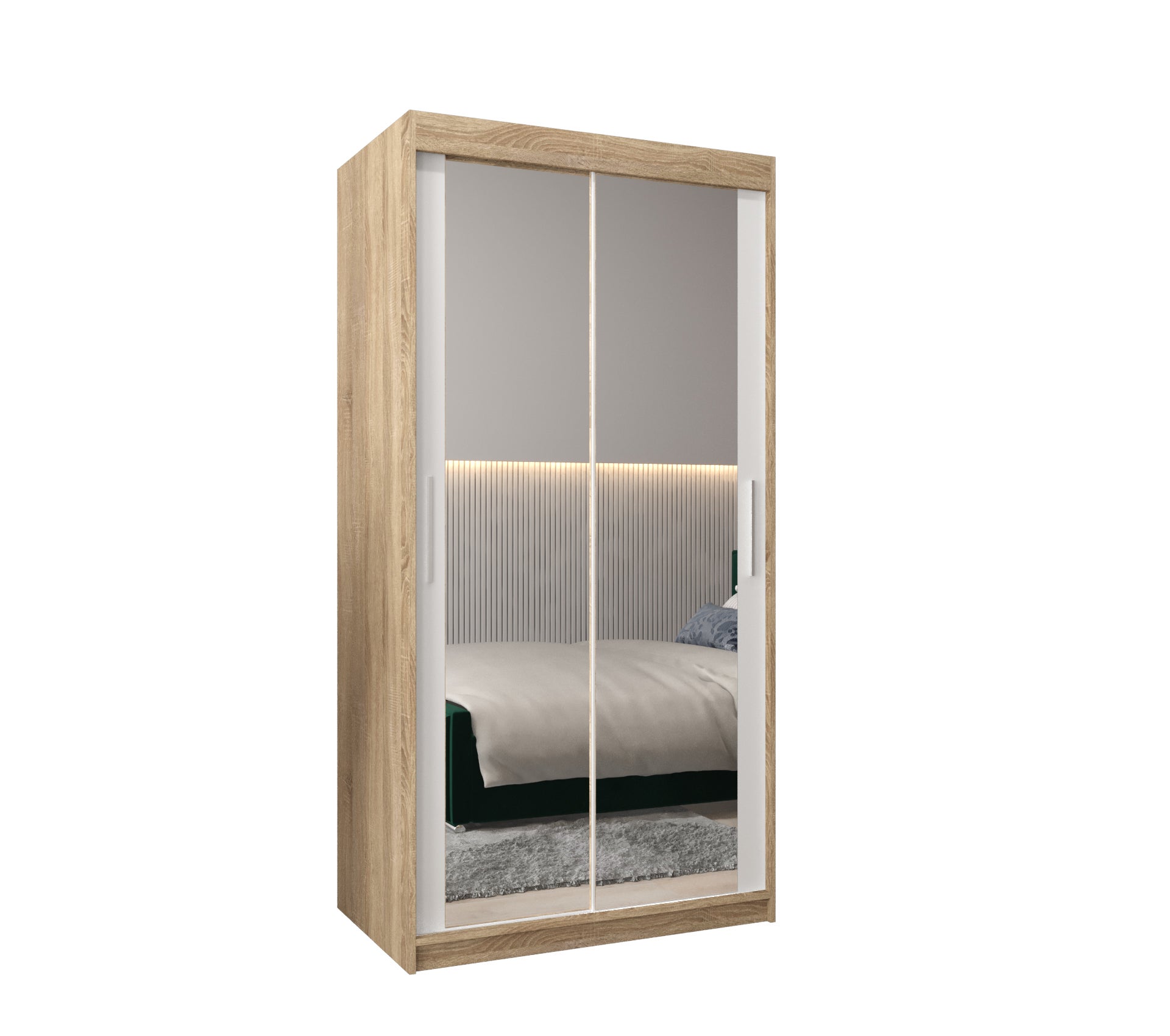 Szafa przesuwna garderoba TOKYO 3 100 x 62 x 200 cm Sonoma + Biały - Abiks Meble