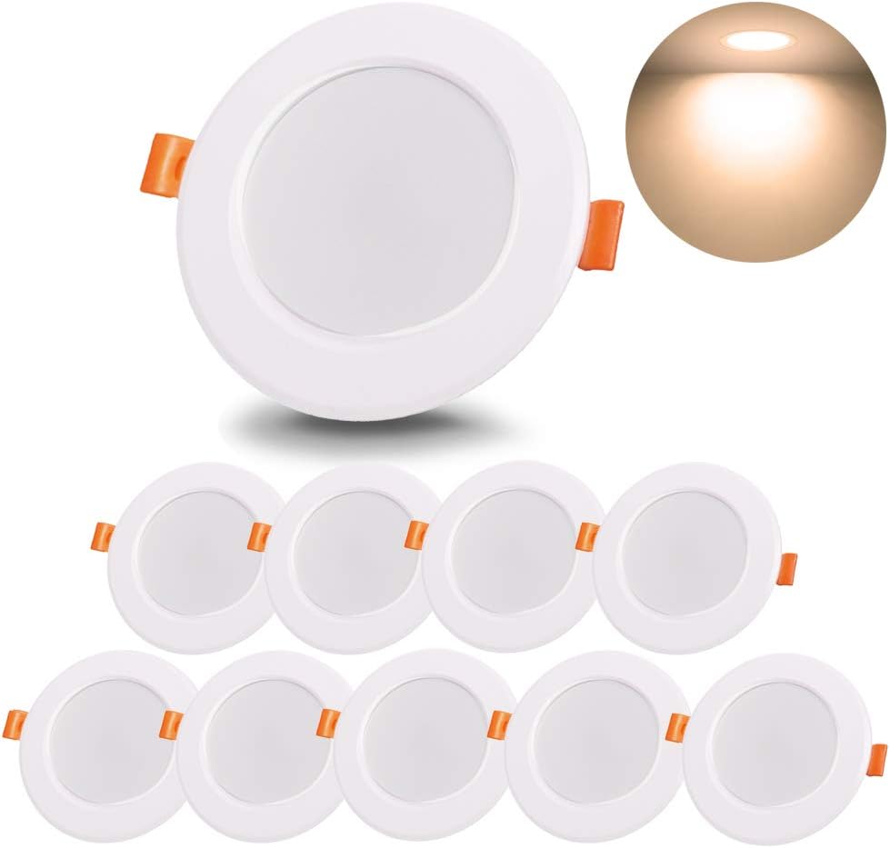 Wpuszczany reftor LED 9W, wodoodporny, wpuszczany w sufit, ciepła, biała żarówka halogenowa 3000K, idealna do łazienki, kuchni, salonu, korytarza