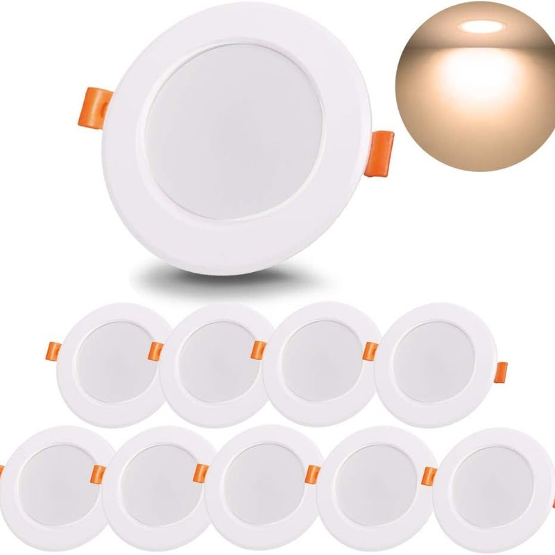 Wpuszczany reftor LED 9W, wodoodporny, wpuszczany w sufit, ciepła, biała żarówka halogenowa 3000K, idealna do łazienki, kuchni, salonu, korytarza