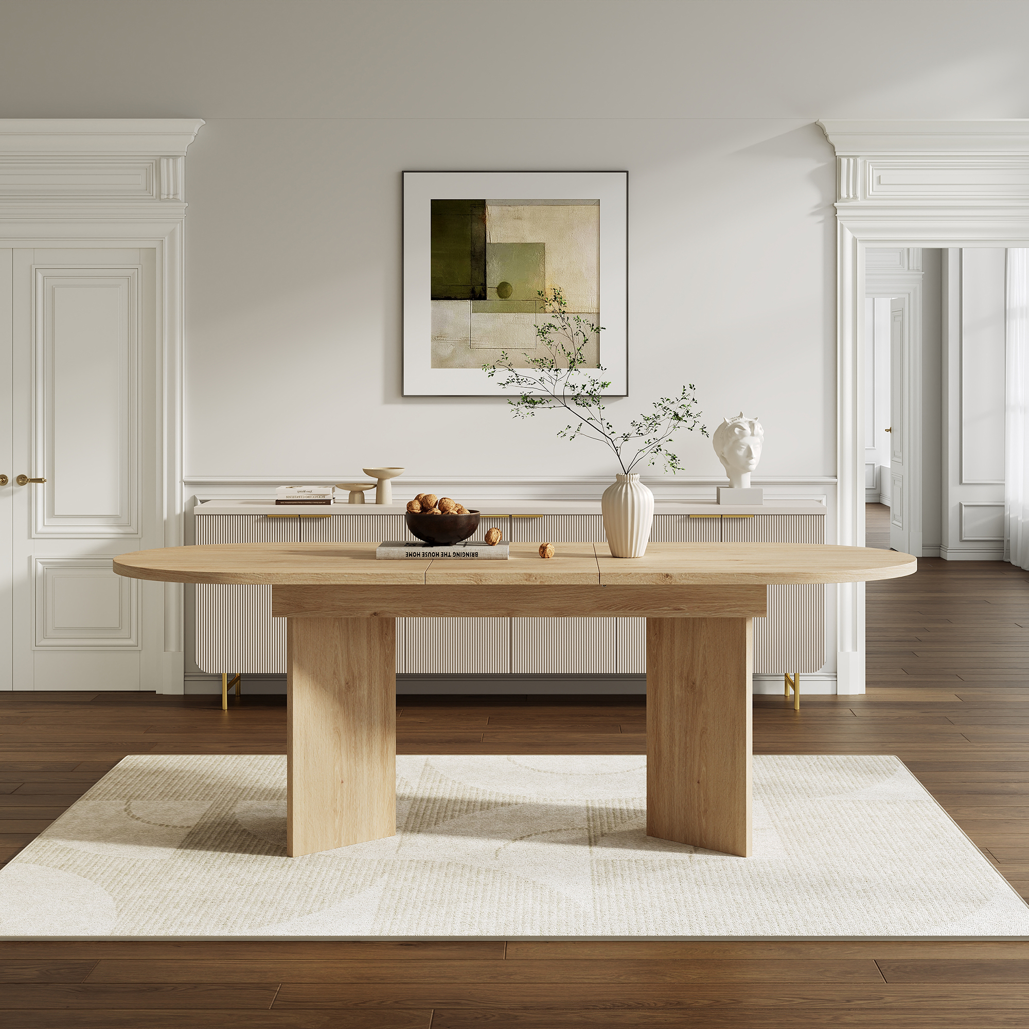 Mesa Jantar Extensível 4-6 Pessoas MDF Carvalho 120/160cm