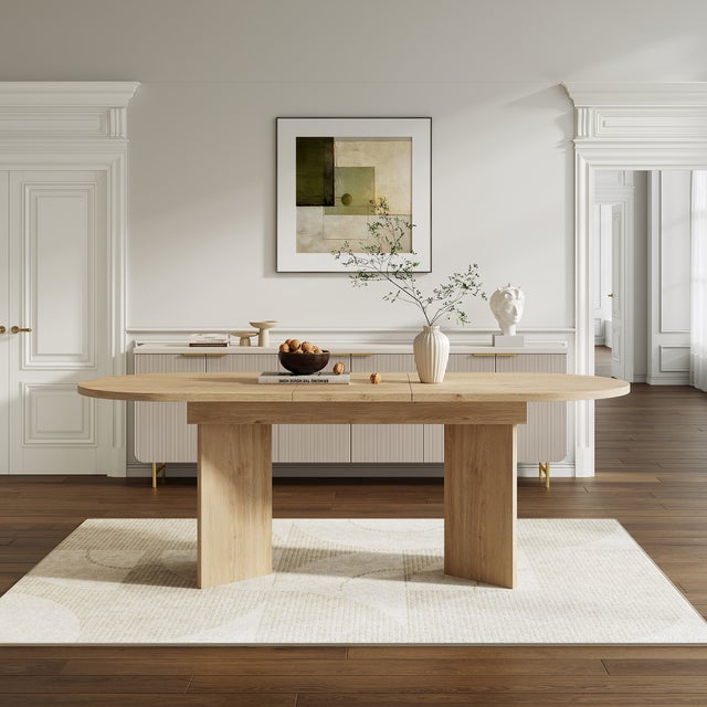 Mesa de jantar extensível para 4 a 6 pessoas - 120/160 x 80 x 75,5 cm - MDF - Carvalho