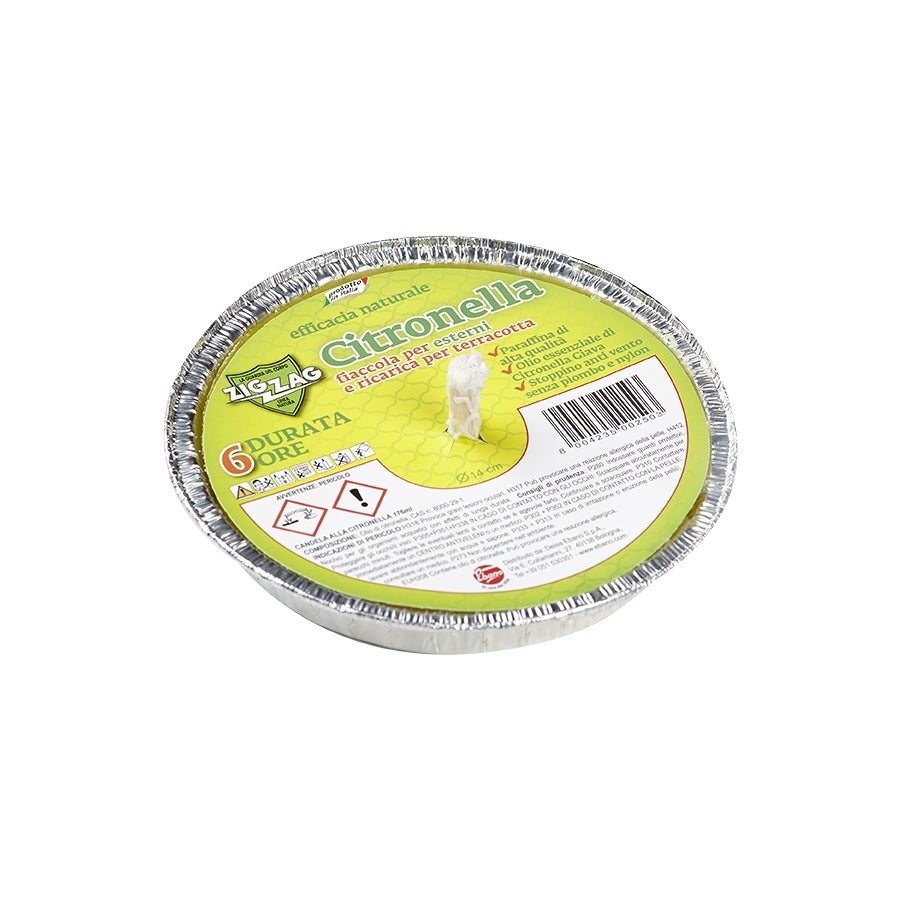 Candela Alla Citronella Zig Zag - Fiaccola In Alluminio, Diametro 14 Cm, Durata 6 Ore, Made In Italy - Foto 9