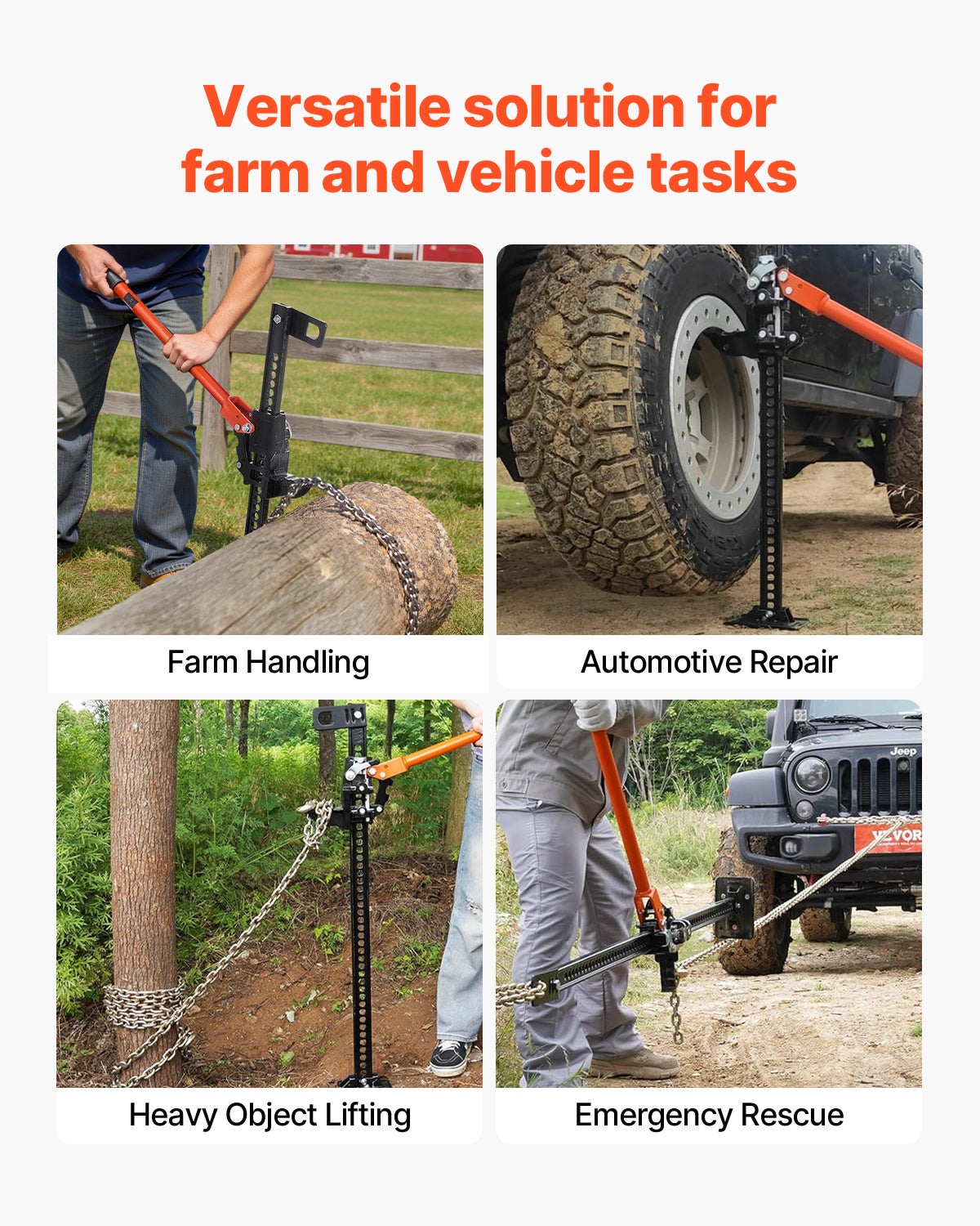 Macaco todo-terreno VEVOR 4x4 3,18t 91,5cm hi-lift elevação 13-77cm macaco cremalheira veículos tratores - 6