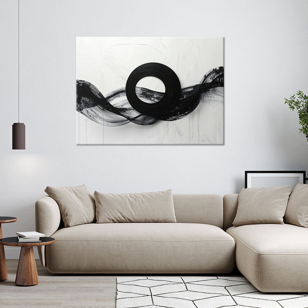 Abstrakcyjny Obraz do salonu biura sypialni, Czarno-Biały Nowoczesna Forma Infinity 100x70 - 2