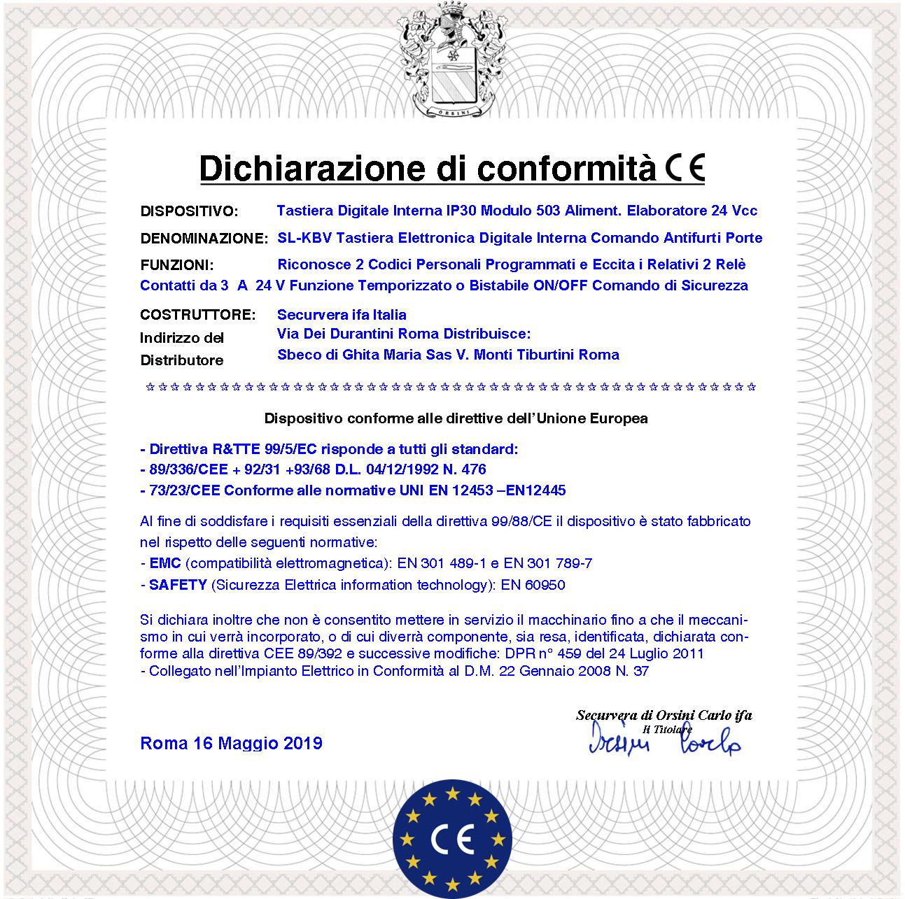 Tastiere Elettroniche Digitali Interne Modulo 503 2 Pezzi IP44 Un Elaboratore Remoto Gestisce 2 Attivazioni Alimentazione 24 Vcc Due Codici DTMF 6 Cif - 3