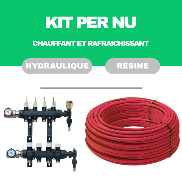 Kit plancher chauffant hydraulique 30 m² collecteur résine - tube PER Nu