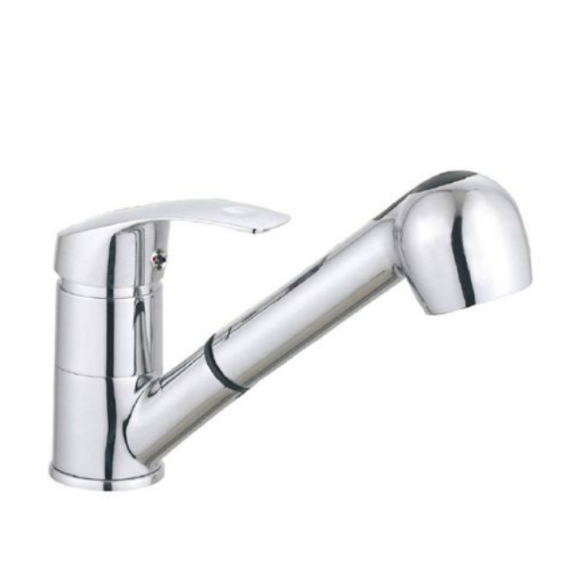 Jednouchwytowa bateria zlewozmywakowa - Wysuwany prysznic, elastyczny wąż - Chrom