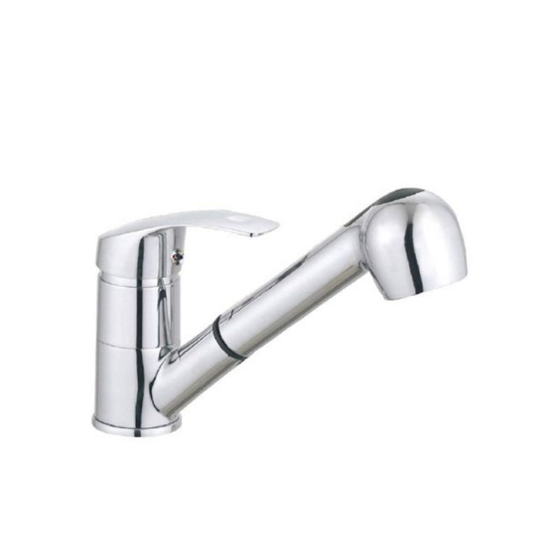 Jednouchwytowa bateria zlewozmywakowa - Wysuwany prysznic, elastyczny wąż - Chrom