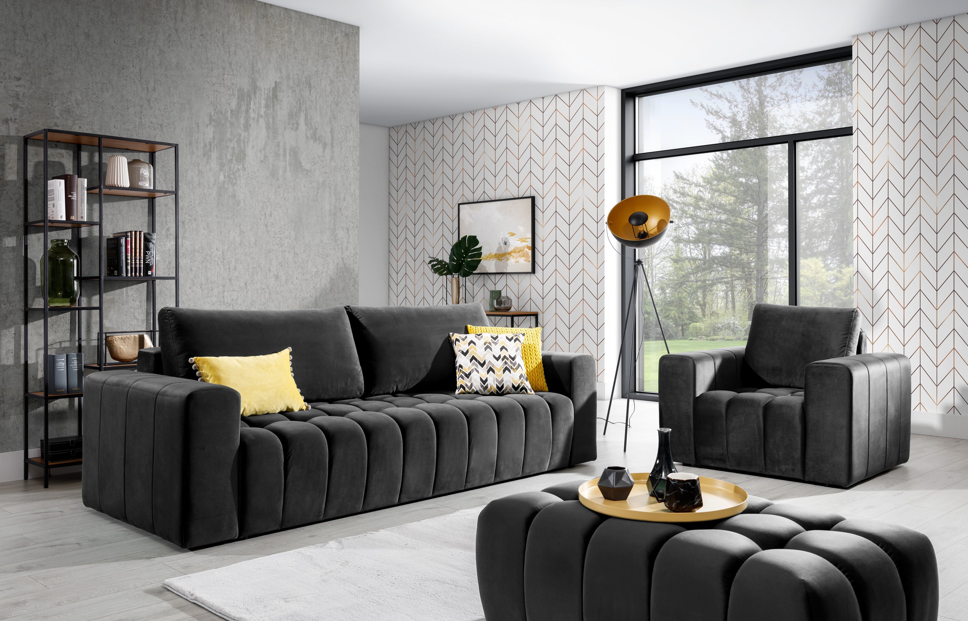 Canapé 4 Places Gris IKEA Avec Pouf Rangement - Dimensions 215x80x70cm, Bon état Occasion
