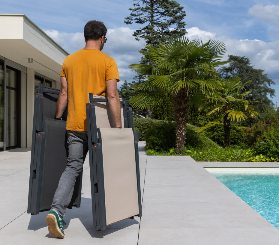 Transat de jardin en aluminium - pliable - lin - NARA - 5