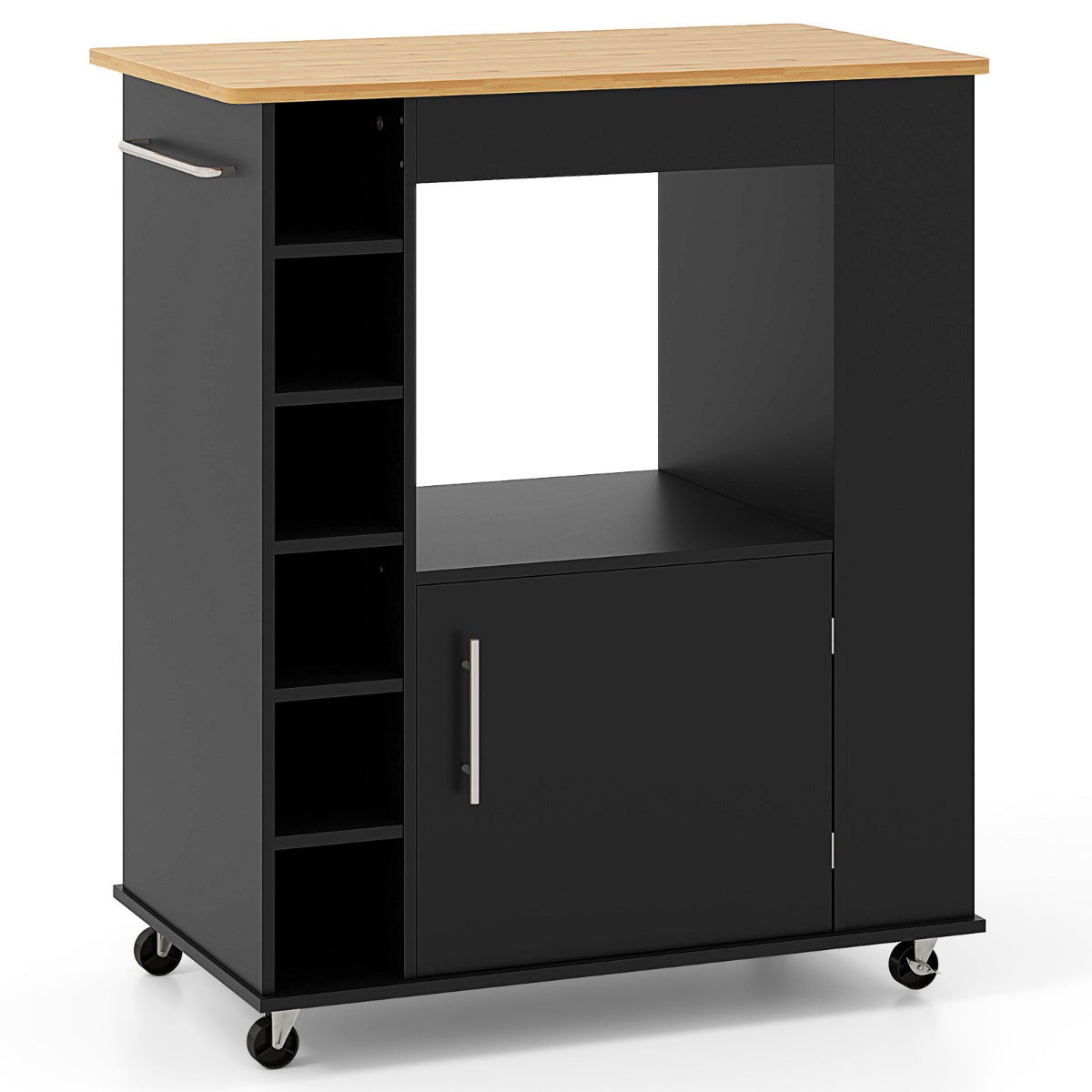 Essenza Carrito De Cocina Con Toallero, Ruedas Y Encimera De Bambú Para Almacenaje Y Servicio – Negro , Leroy Merlin