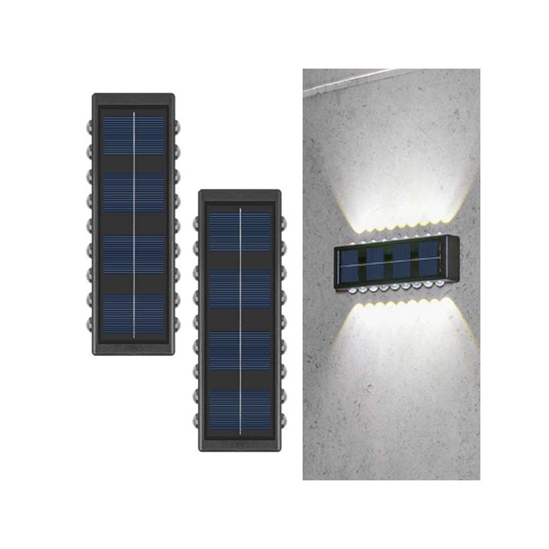 2szt Solar Up/Down Lights, Solar Wall Light - 18 LED, białe światło, światło góra/dół, IP65, idealne oświetlenie tarasu/krajobrazu