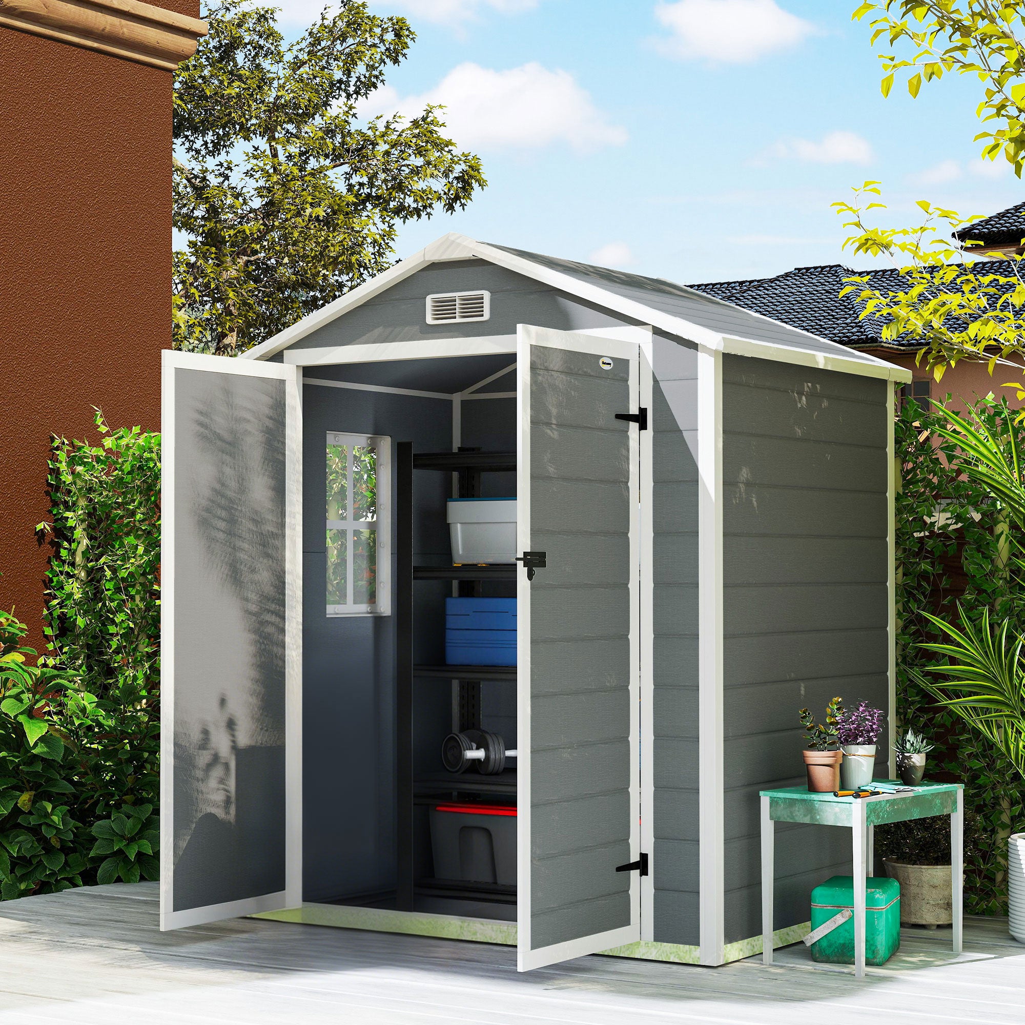 Armoire de jardin polypropylène Outsunny 2,12 m² gris - 2