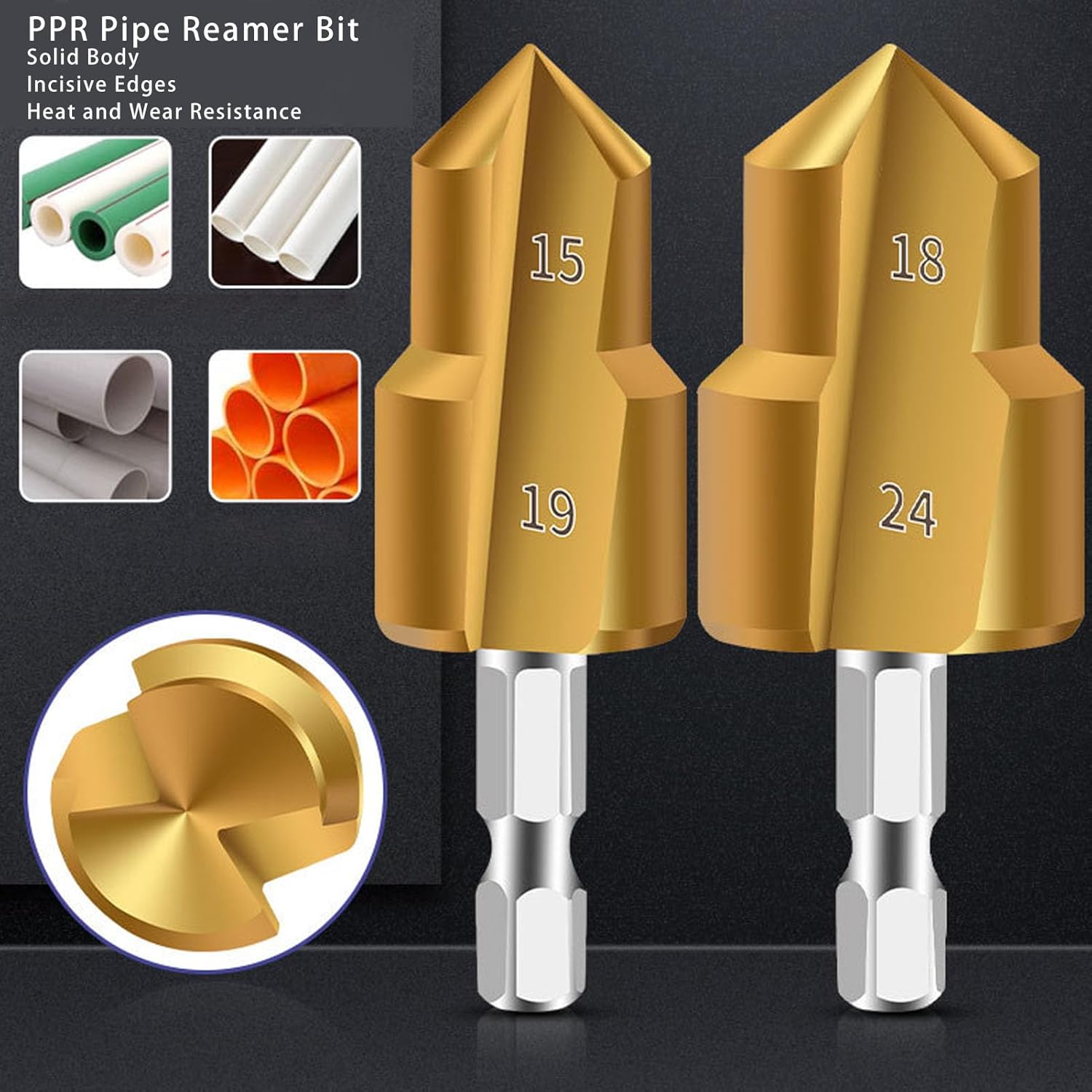 Lot de 3 forets alésoirs pour tuyaux en PVC, es, pour alésoirs de tuyaux en plastique PVC, extenseur de tuyaux pour tuyaux en PVC et PPR - 5