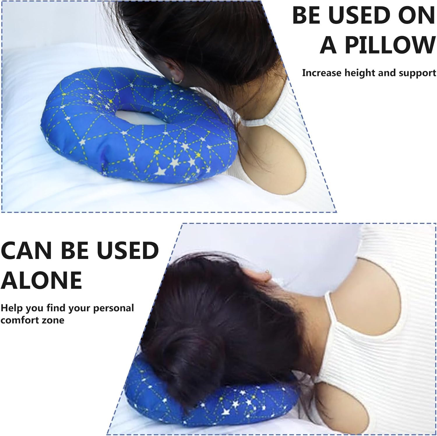 23*23*5CM (Blau) Coussin De Piercing Avec Trou, Coussin Piercing Avec Trou, Oreiller Avec Trou, Coussin Donut Pour L'oreille, Coussin Oreille - 4