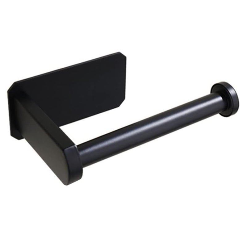 Uchwyt na papier toaletowy, rura okrągła, dno kwadratowe, samoprzylepny, odpowiedni do kuchni, łazienki i toalety (czarny)