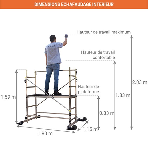 Echafaudage domestique: Hauteur de travail max 4.35m - 238703 - 3
