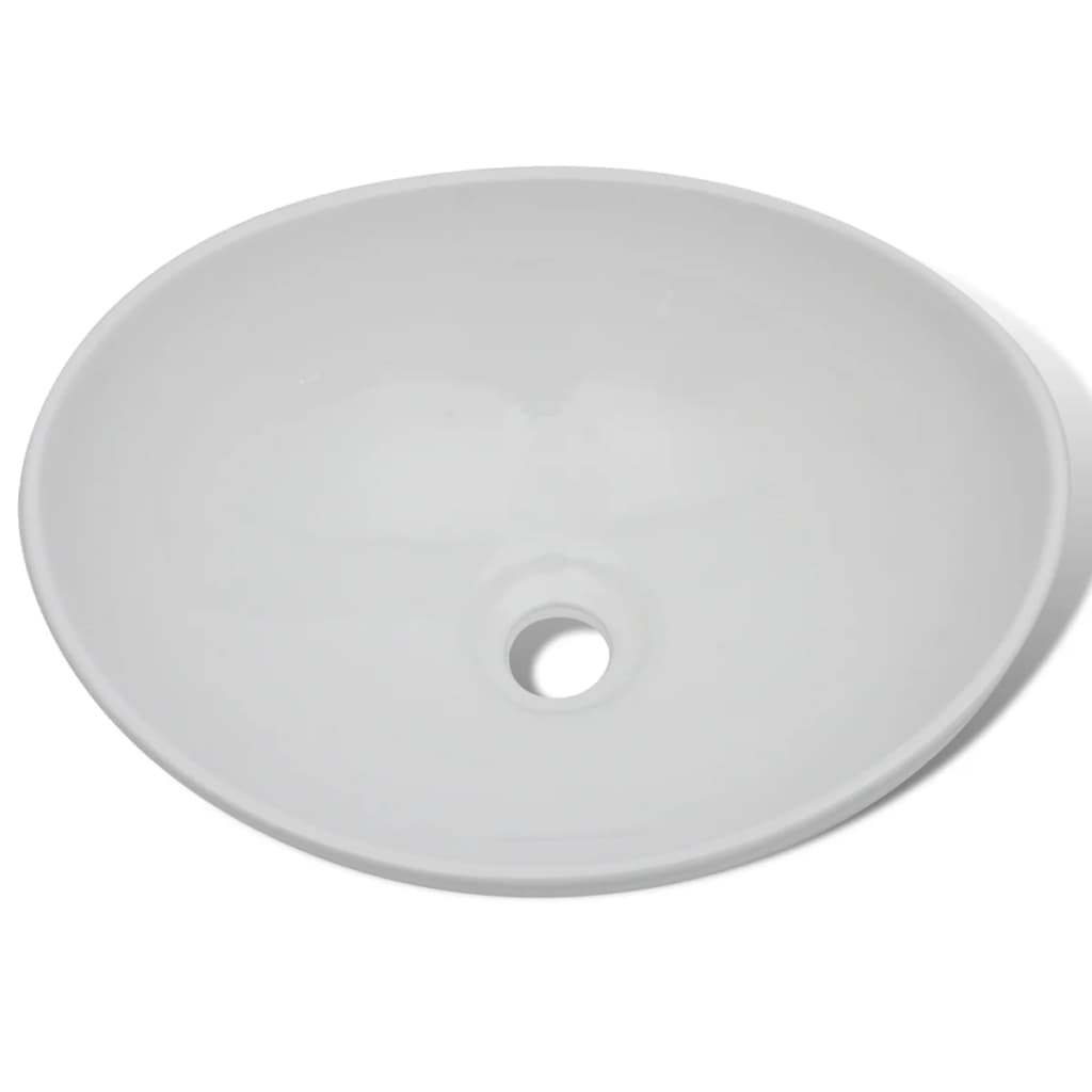 Maison Exclusive - Lavello Bagno con Miscelatore in Ceramica Ovale Bianco - 6
