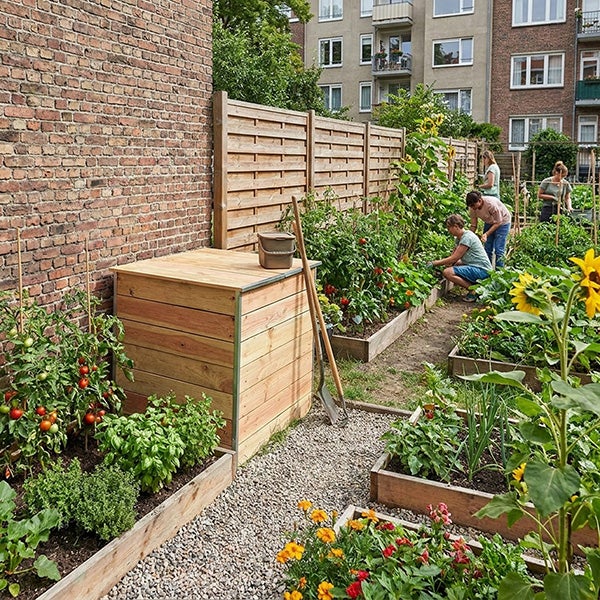 Composteur en bois 600 litres pour jardin - (LxlxH) 900 x 860 x 870 mm - C090024 - 6