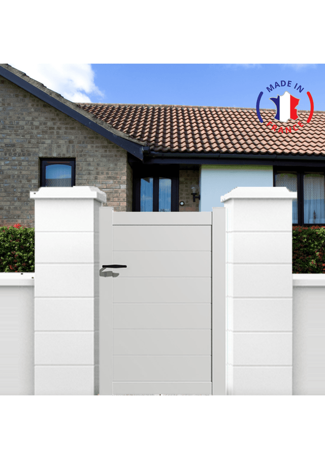 Portillon aluminium modèle plein en kit dimensions L.1000 (entre piliers) x H.1700 mm Couleurs Blanc (RAL 9010)