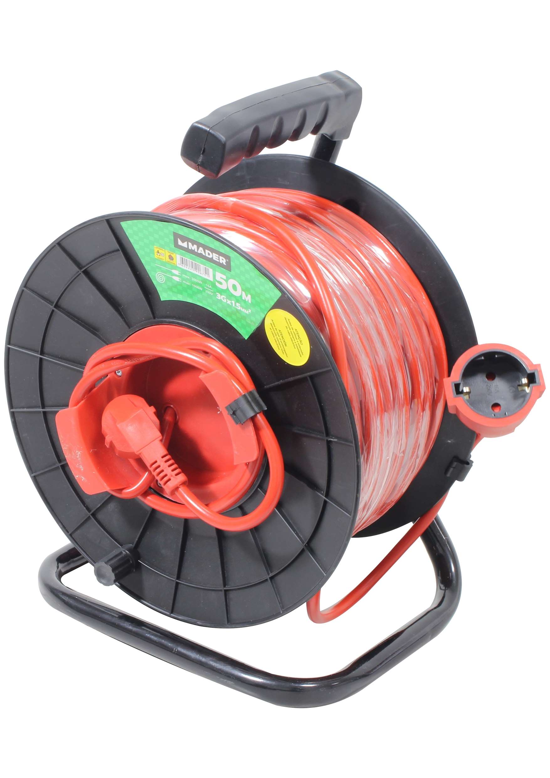 MADER 90675 - Prolongador Eléctrico, con Enrollacable, Exterior, 50m ...