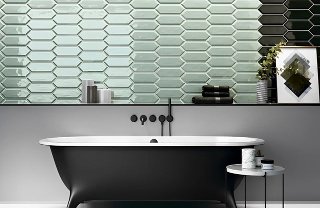 Carrelage hexagonal Plato vert Brillant 10x30 cm