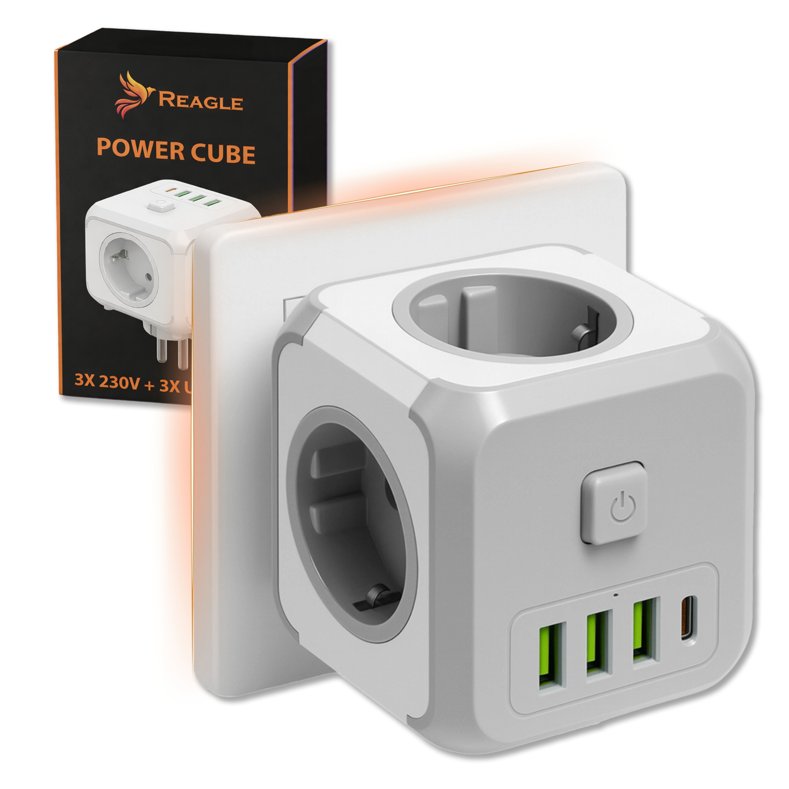 KOSTKA SIECIOWA LISTWA ZASILAJĄCA 3x GNIAZDO ŁADOWARKA 3x USB 1x USB-C