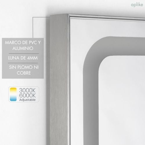 Espejo de Baño LED Antivaho Táctil Rectangular 130x80 cm MIA AV - Aplike - 6
