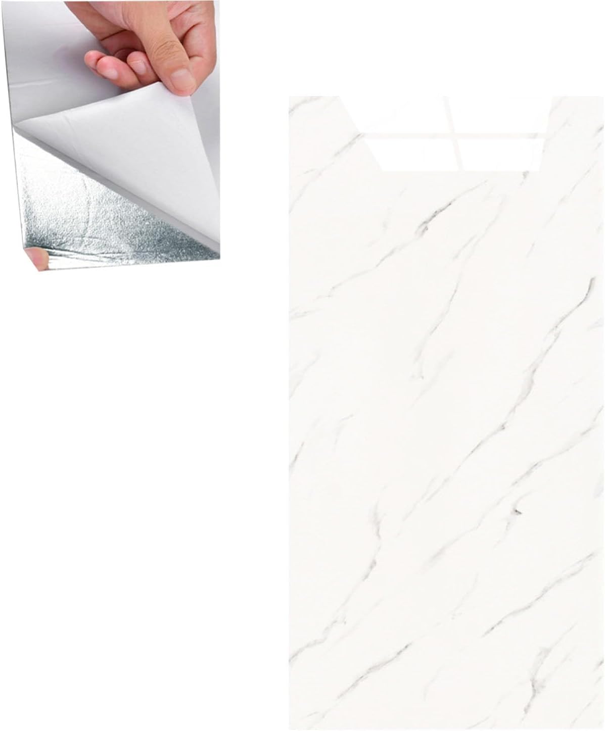 Zestaw 10 naklejek na płytki z efektem marmuru - 60 x 30 cm - PVC - Wygląd marmuru - Wodoodporna dekoracja - Do łazienki, kuchni, salonu, sypialni