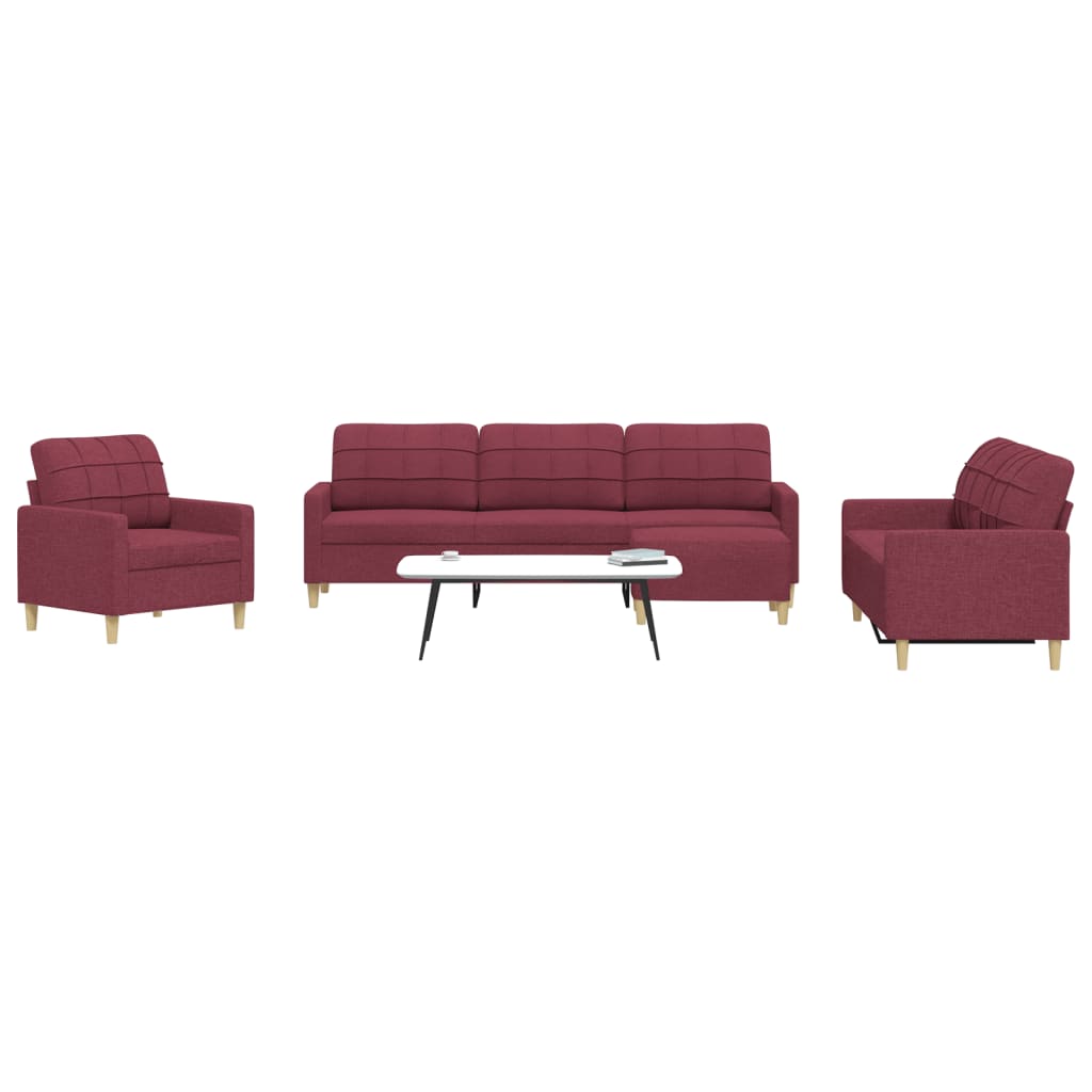 Ensemble Canapé 4 Pièces VidaXL - Fauteuil, 2 Places, 3 Places + Repose-pieds & Coussins, Tissu Polyester Marron - 7