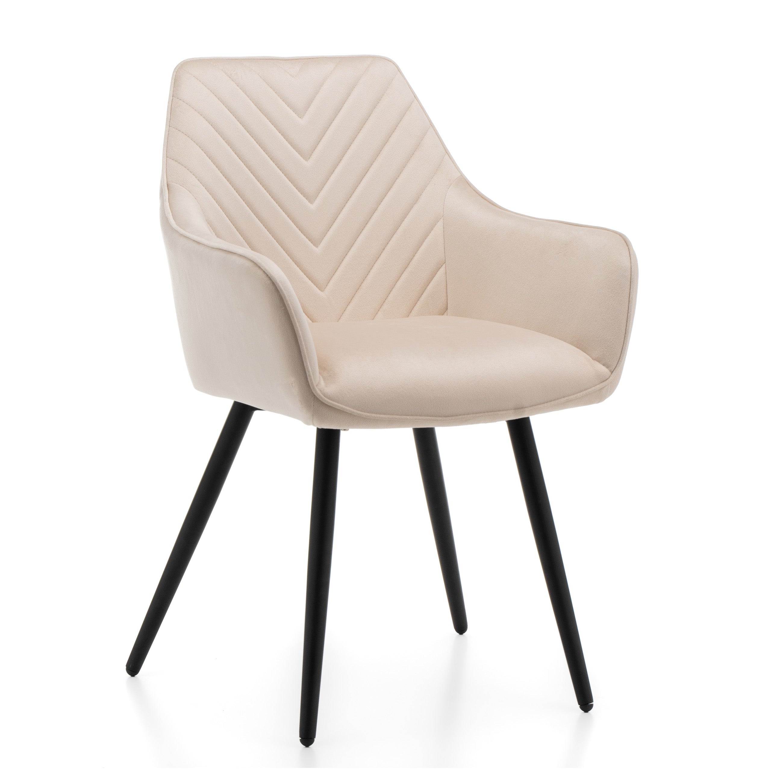 Krzesło tapicerowane pikowane welurowe VASTO beżowe