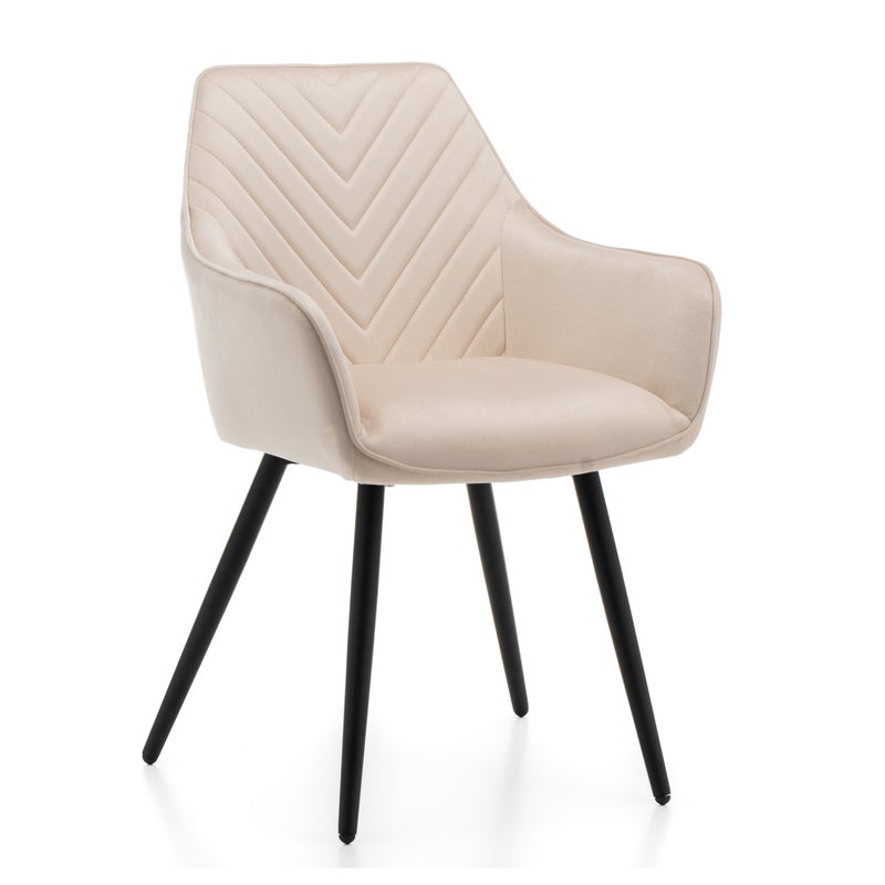 Krzesło tapicerowane pikowane welurowe VASTO beżowe