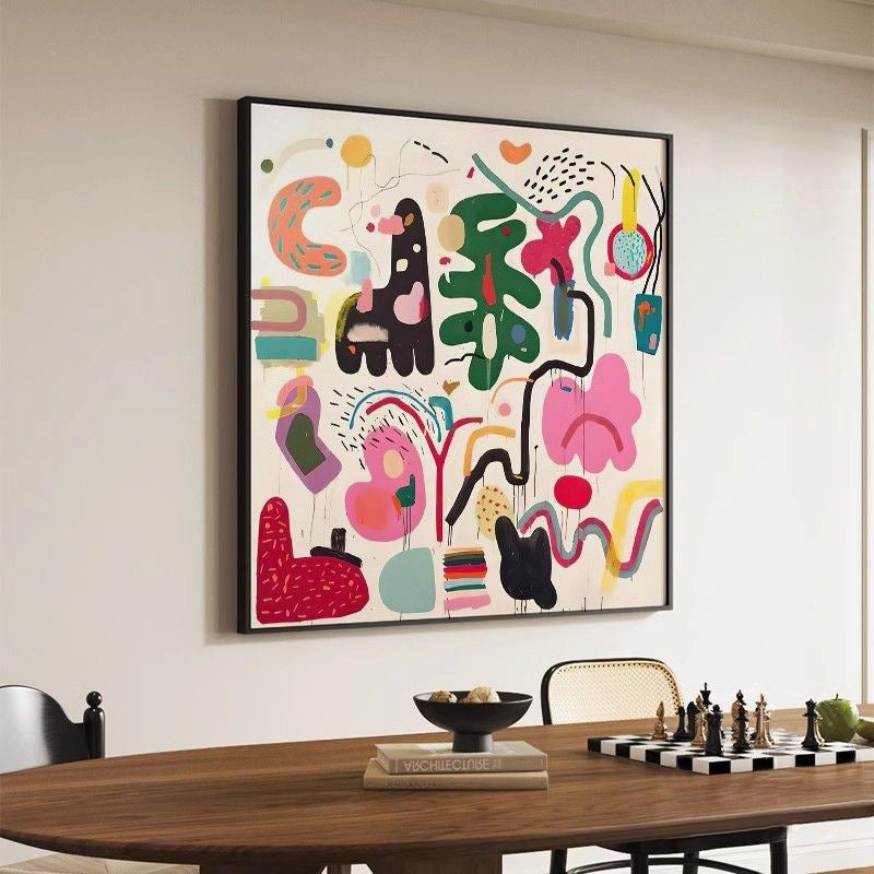 30 x 30 cm Art mural abstrait tendance et mignon, affiche élégante et colorée, décoration murale minimaliste moderne pour chambre et salle de bai - 2