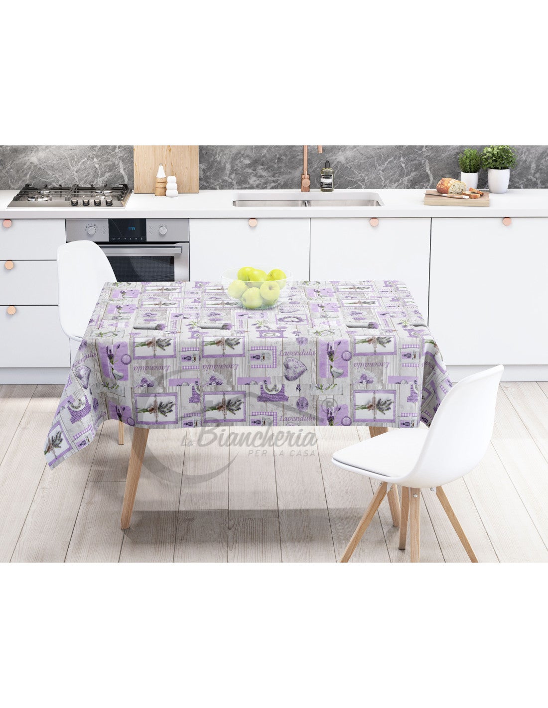 MANTELA LIMA © de lona encerada repelente al agua recubierta de plástico en PVC LAVANDA fabricado en Italia - 2