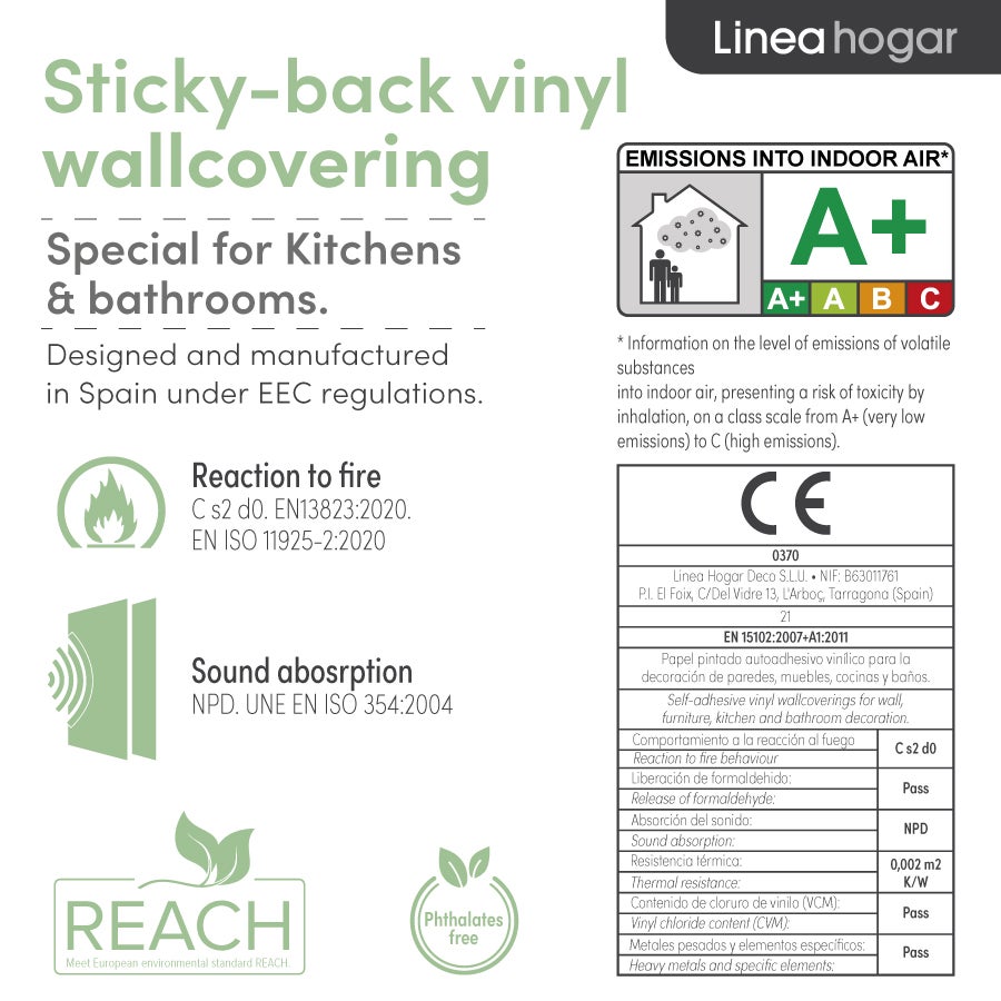 Papel pintado vinílico adhesivo Righe Piedra. Impermeable. Especial cocina y baño. Fácil colocación y limpieza. Case perfecto. 65x280cm - 8