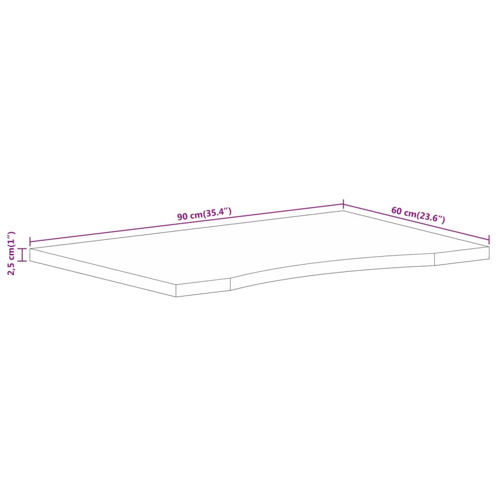 Maison Exclusive - Dessus de bureau avec courbe 90x60x2,5 cm manguier massif brut - 8