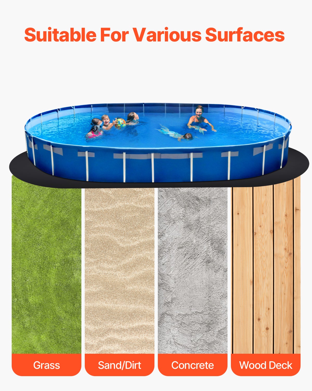 Tapis de Sol VEVOR pour Piscine 460x917 cm, Géotextile Épais, Protection Piscine Ovale Hors Sol, Installation Facile - 6