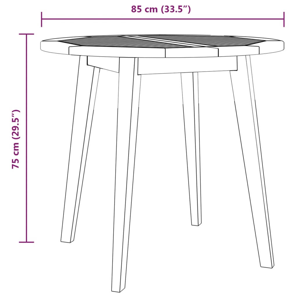Table de jardin en bois d'acacia massif ?85x75 cm - 5