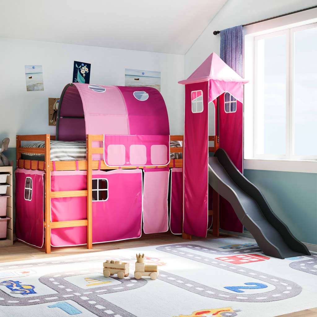 letto-a-soppalco-per-bambini-con-torre-rosa-90x200-cm-in-legno-massello