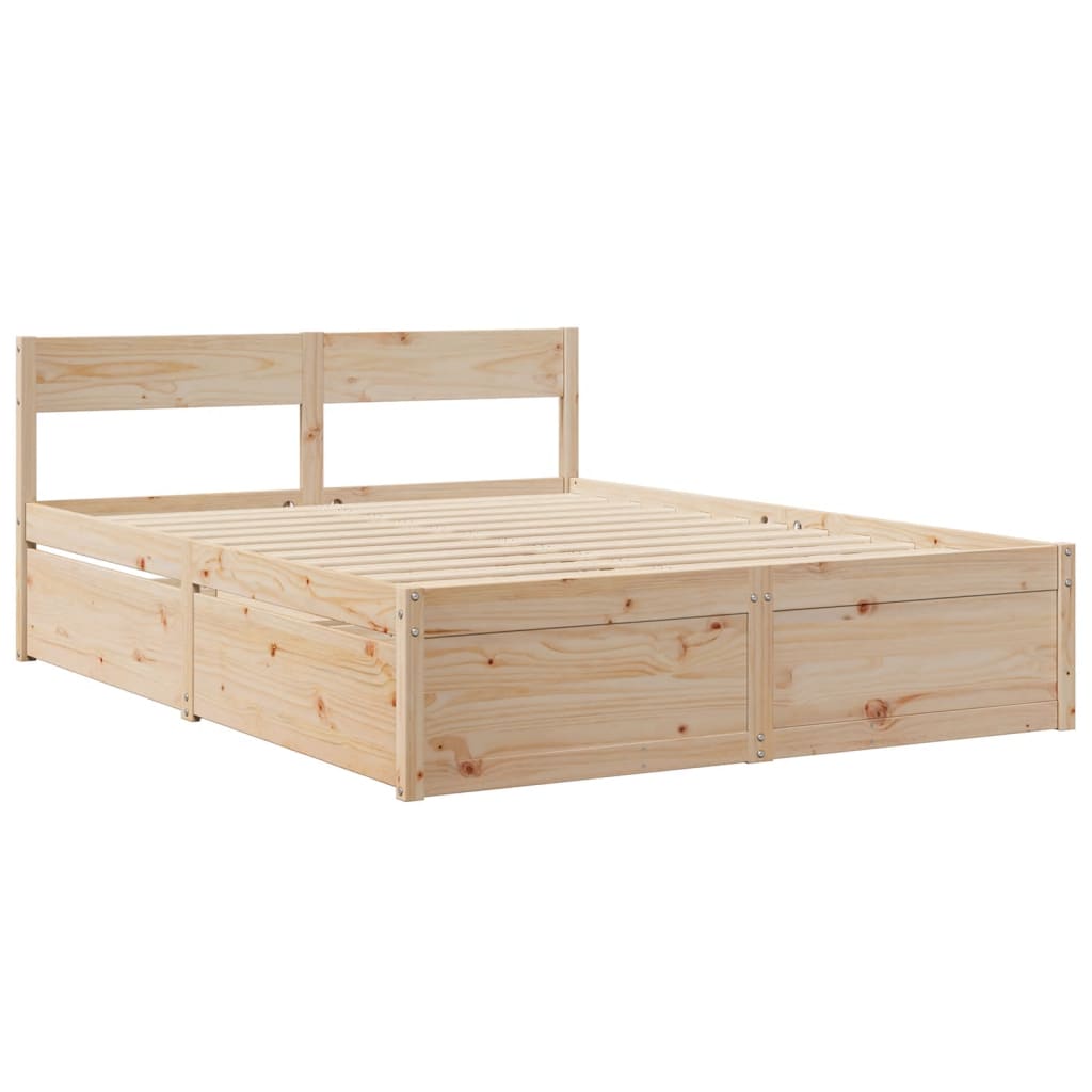 Lit avec tiroirs et matelas 160 x 200 cm bois massif de pin - 7