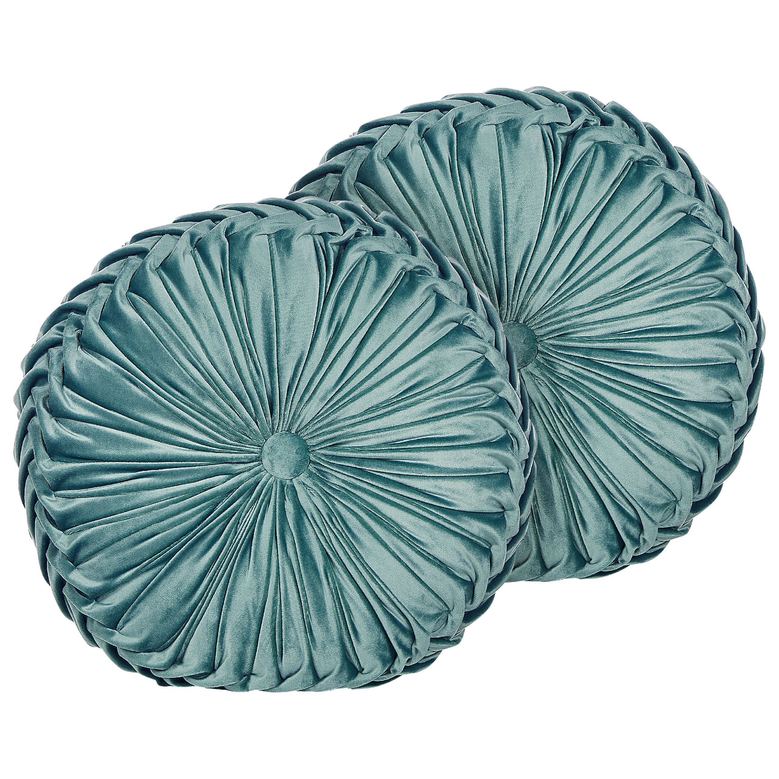 Beliani conjunto de 2 cojines udala terciopelo 40 x 40 cm liso verde azulado