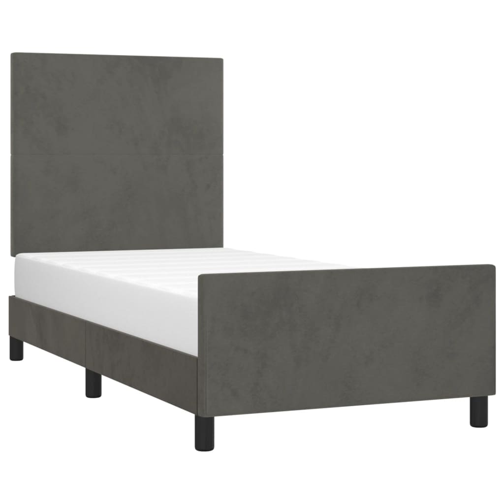 Cadre de lit sans matelas gris foncé 100x200 cm velours - 3
