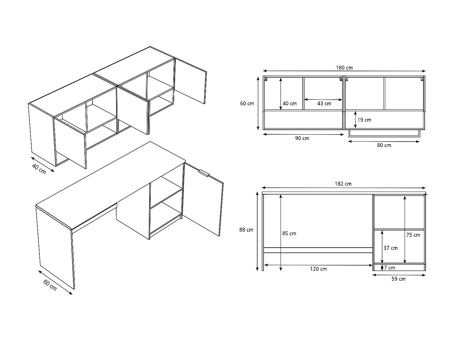 Muebles para el cuarto de la lavadora con encimera - 180 cm de ancho - Color cachemira y natural claro - NATAJI - 6