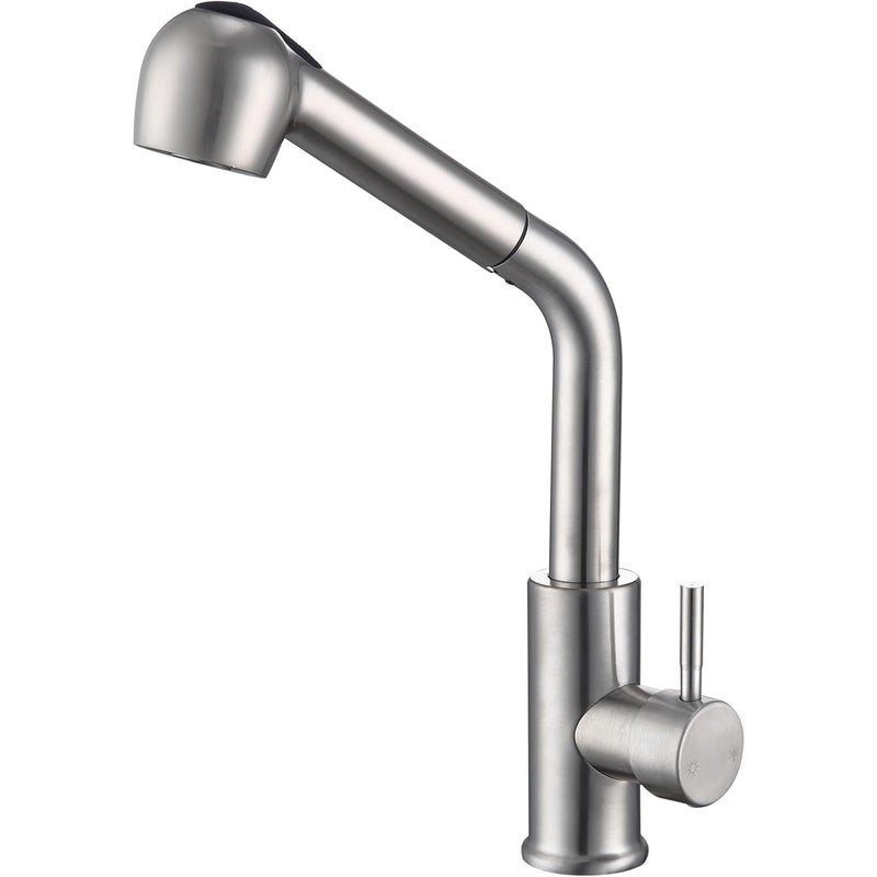 Bateria kuchenna z wyciąganą wylewką, wyciągana bateria kuchenna z 2 rodzajami strumienia, wykończenie szczotkowane, wąż doprowadzający 80 cm