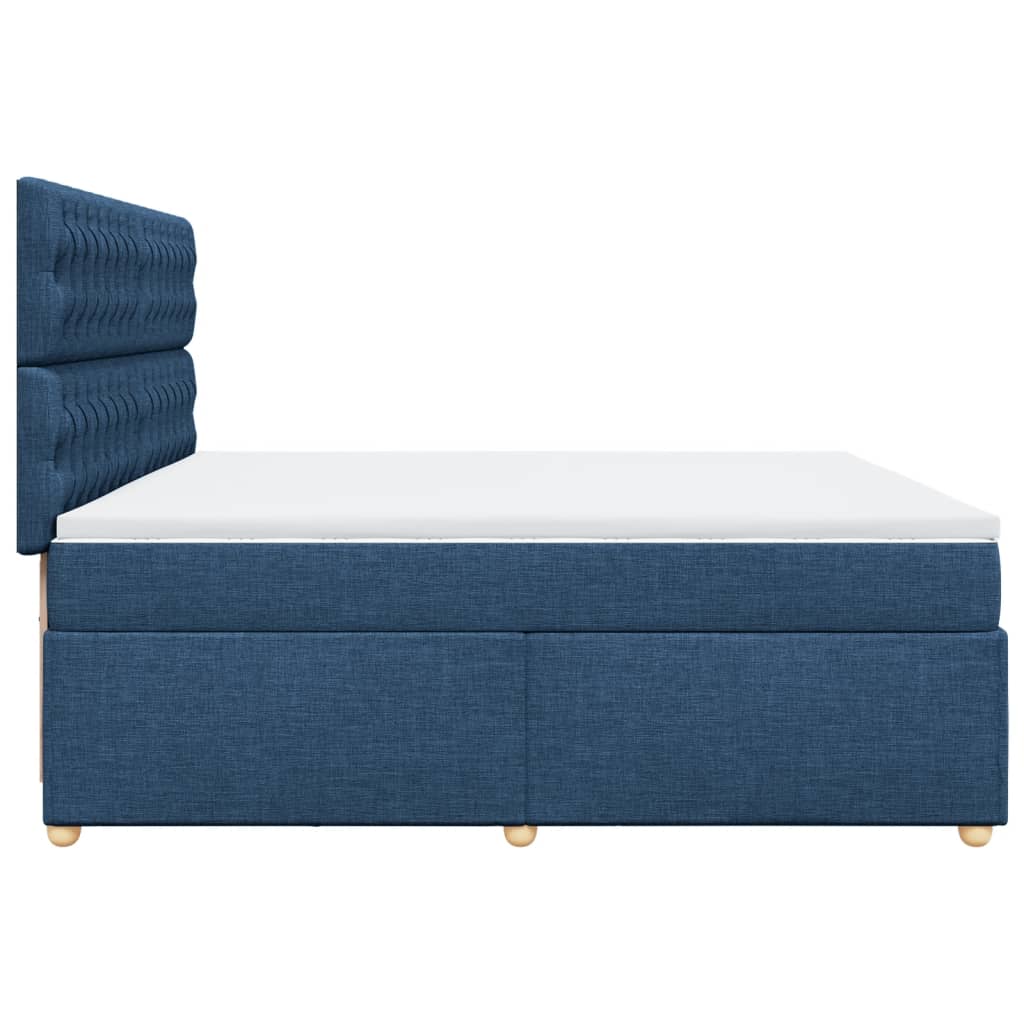 Maison Exclusive - Sommier à lattes de lit avec matelas Bleu 200x200 cm Tissu - 7
